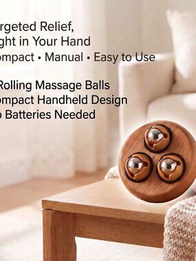 Gaiam Relax Handheld Wooden Massager | Stainless Steel Massage Balls